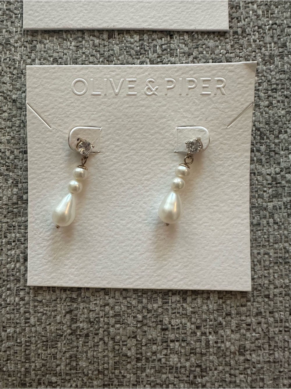 Olive & Piper White Pearl Drop Bridal Earrings